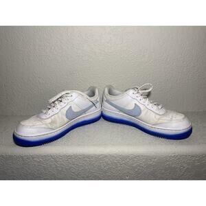 Nike Air Force 1 Shadow White Blue Chenille Sneakers FJ4567-100 Womens Size 10.5